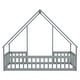 preview thumbnail 5 of 25, Kids Furniture Twin Size Wood House-Shaped Floor Bed Kids Bed with Fence and Guardrails, Grey