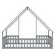 preview thumbnail 5 of 25, Twin Size Wood House-Shaped Floor Bed with Fence and Guardrails, Grey
