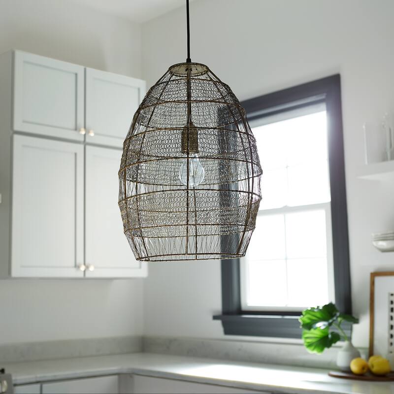 The Curated Nomad Cordilleras Oversized Woven Cage 1-light Pendant