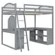preview thumbnail 5 of 33, Full Wooden Loft Bed with U-shaped Desk,Storage Compartments and Tri-fold Mirror