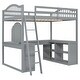 preview thumbnail 10 of 52, Wooden Full Loft Bed with U-shaped Desk,Storage Compartments and Tri-fold Mirror