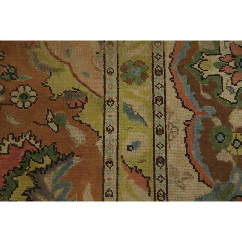 Hand Knotted Oriental 100% Wool Carpet Traditional Floral Oranges & Rust Tabriz Area Rug - 12' 10'' X 9' 9''