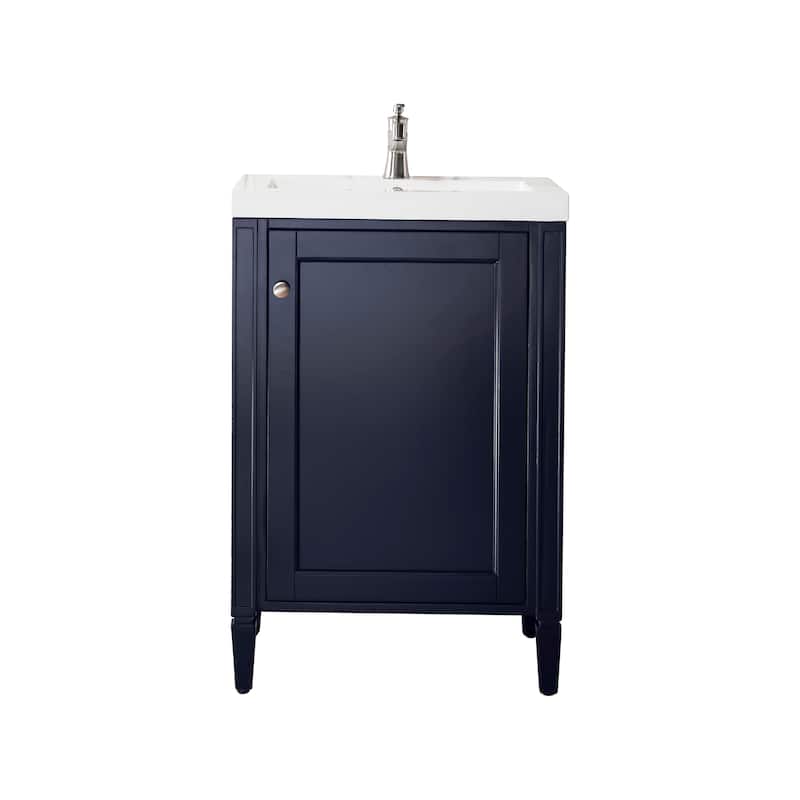 James Martin Vanities Britannia 24" Single Vanity Cabinet, w/Glossy White Composite Stone Countertop