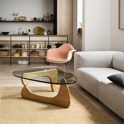 Mid-Century Modern Triangle Tempered Glass Coffee Table