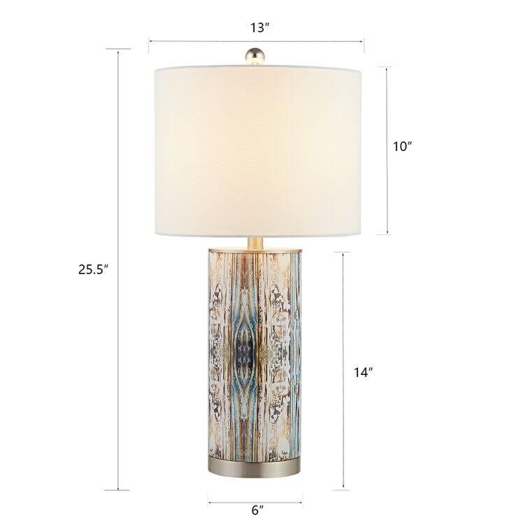 25.5" Blue/Nickel Bedside Table Lamp Set (Set of 2)