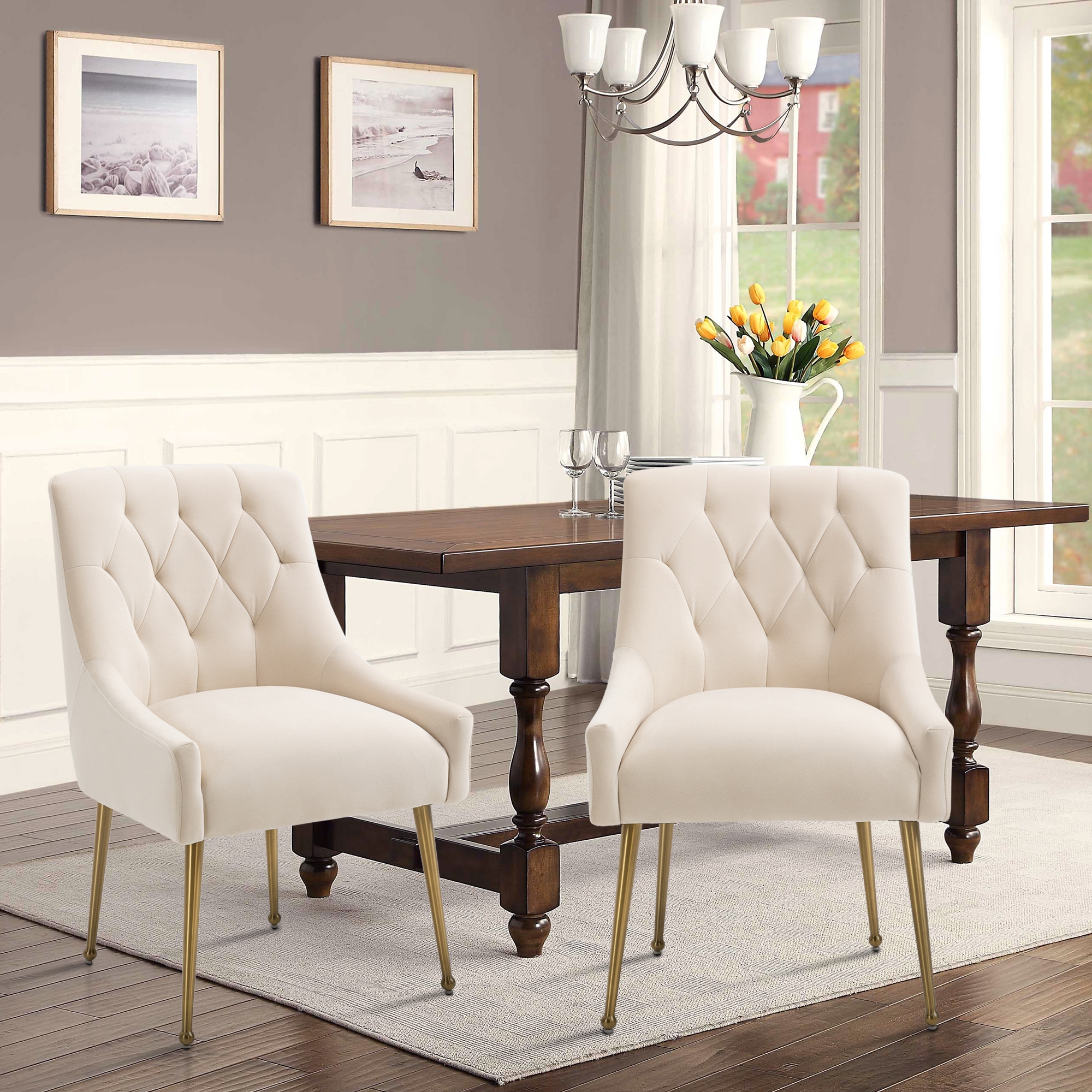 Tufted Velvet Upholstered Accent Dining Chairs Side Chairs Set of