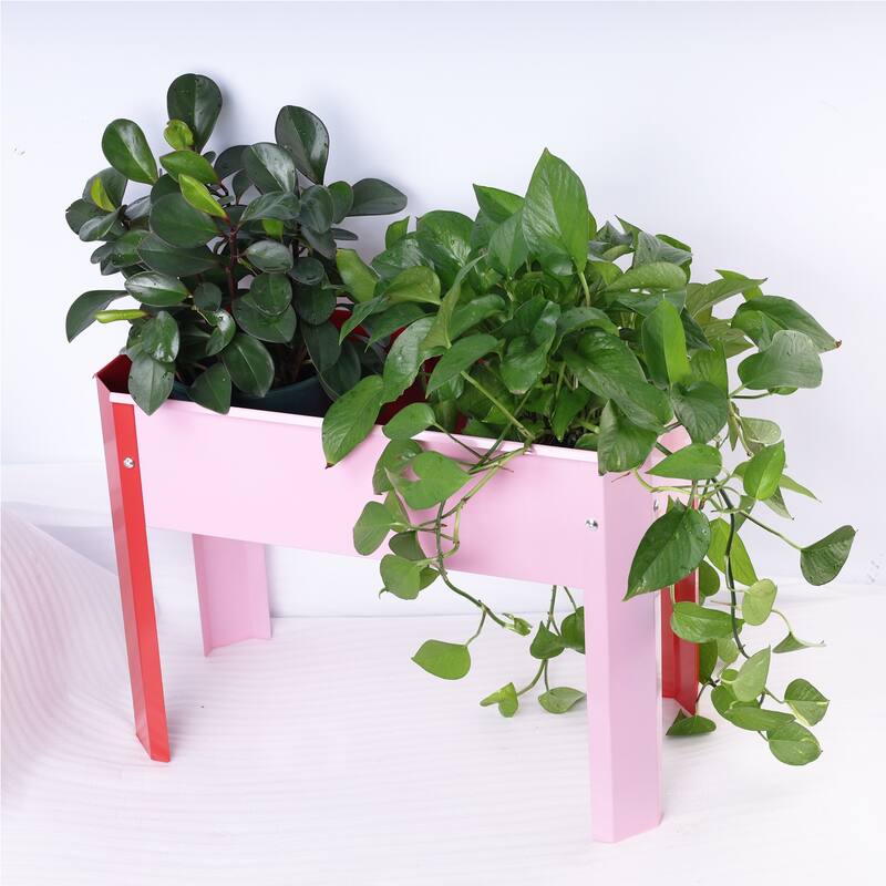 Outdoor Galvanized Raised Garden Bed Elevated Garden Planter Flowerpot Box with Legs for Gardening Vegetables Flower