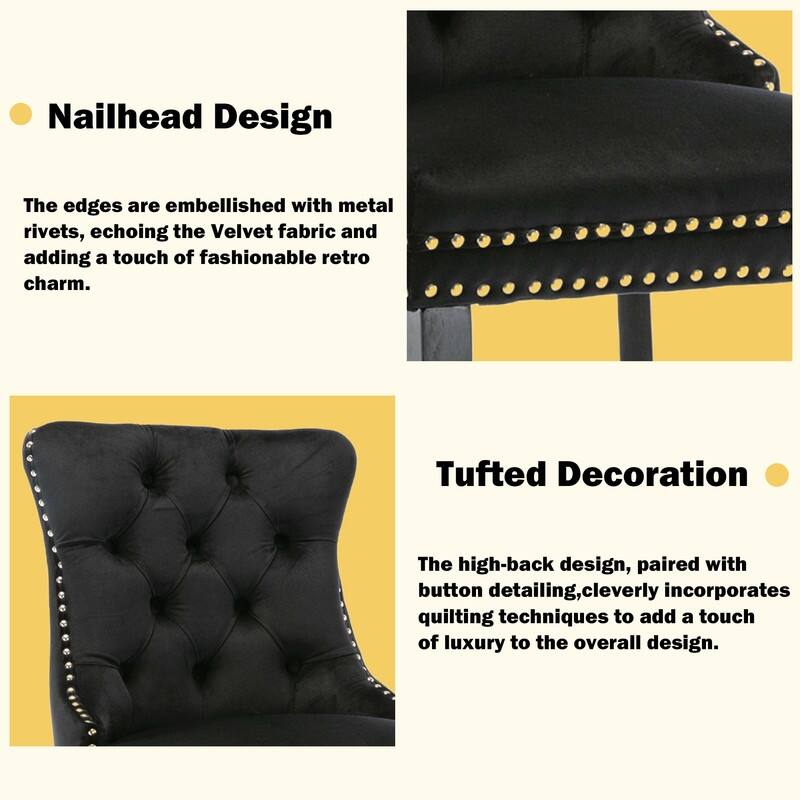 Contemporary Upholstered Velvet Barstools with Button Tufted Set of 2