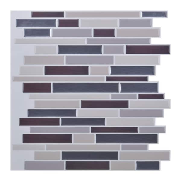slide 2 of 8, Art3d 12"x12" Vinyl Peel and Stick Backsplash Tile lava and ash Pack of 10