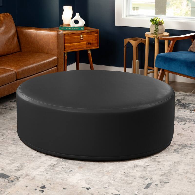 Jaxx Candler Round Couch Ottoman Large Coffee Table & Foot Rest, 44-Inch