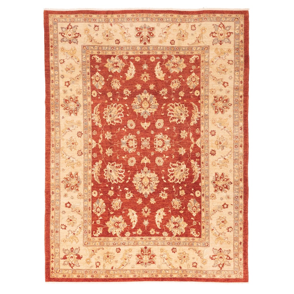 ECARPETGALLERY Hand-knotted Peshawar Oushak Red Wool Rug - 9'1 x 12'0