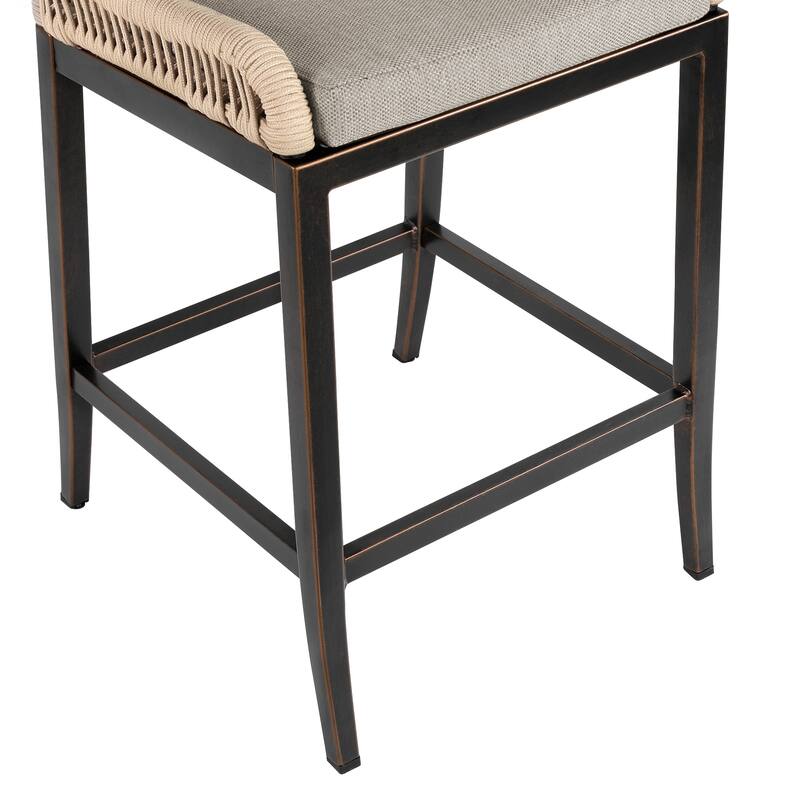 Modern Aluminum Counter Height Bar Stools, Upholstered Counter Stools with Back - 27.5"H