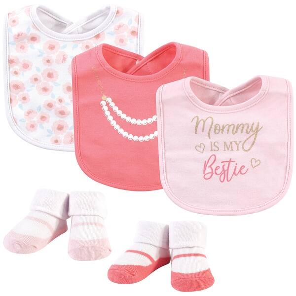 slide 1 of 1, Little Treasure Baby Girl Cotton Bib and Sock Set 5pk, Mommys Bestie, One Size - Mommys Bestie - One Size One Size - Mommys Bestie