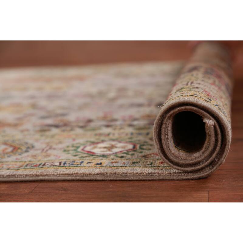 Hand Knotted Oriental 100% Wool Carpet Traditional Geometric Beige & Ivories Kazak Area Rug - 5' 8'' X 4' 0''