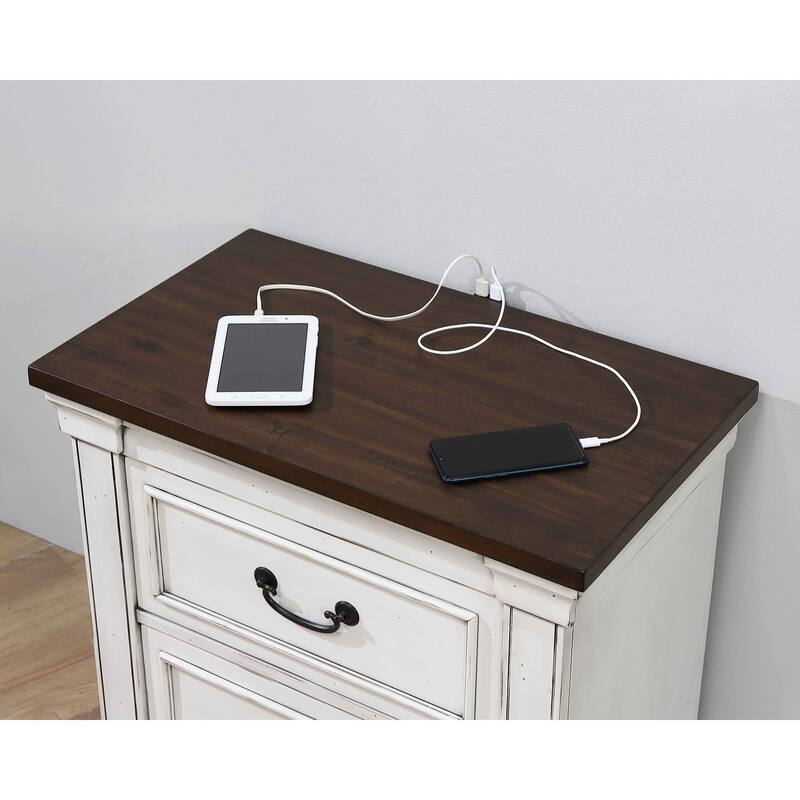 Hillcrest 2-drawer Nightstand Distressed White