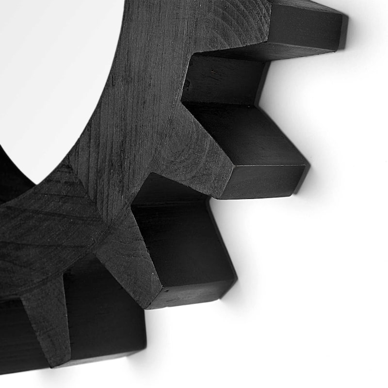 COG 17" Round Wood Frame Wall Mirror