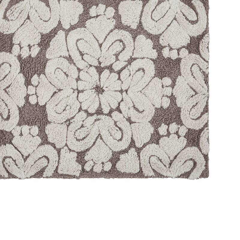 Better Trends 100% Cotton Soft & Super Absorbent Bathroom Rugs - Medallion Collection Non-Skid Latex Machine Washable Bath Mats