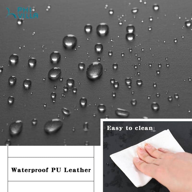 PHI VILLA 24'' Square PU Leather Bar Stool with Sturdy Metal Frame, Set of 2