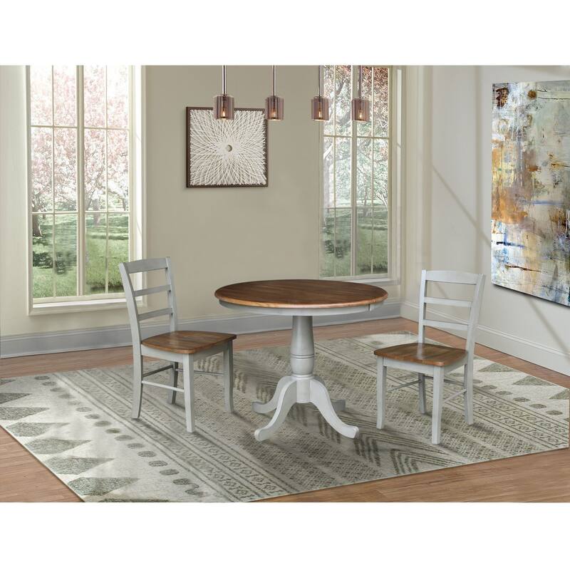36" Round Top Pedestal Extendable Table With 12" Leaf and Madrid Chairs