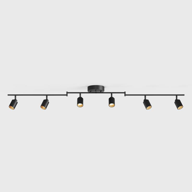 Shura 6-Light Black Integrated LED Swivel Track Light with Rotatable Heads, 5 ft. Track Lighting Kit, 3000k, 3000 Lumens - 8.38" x 62.25" - Black