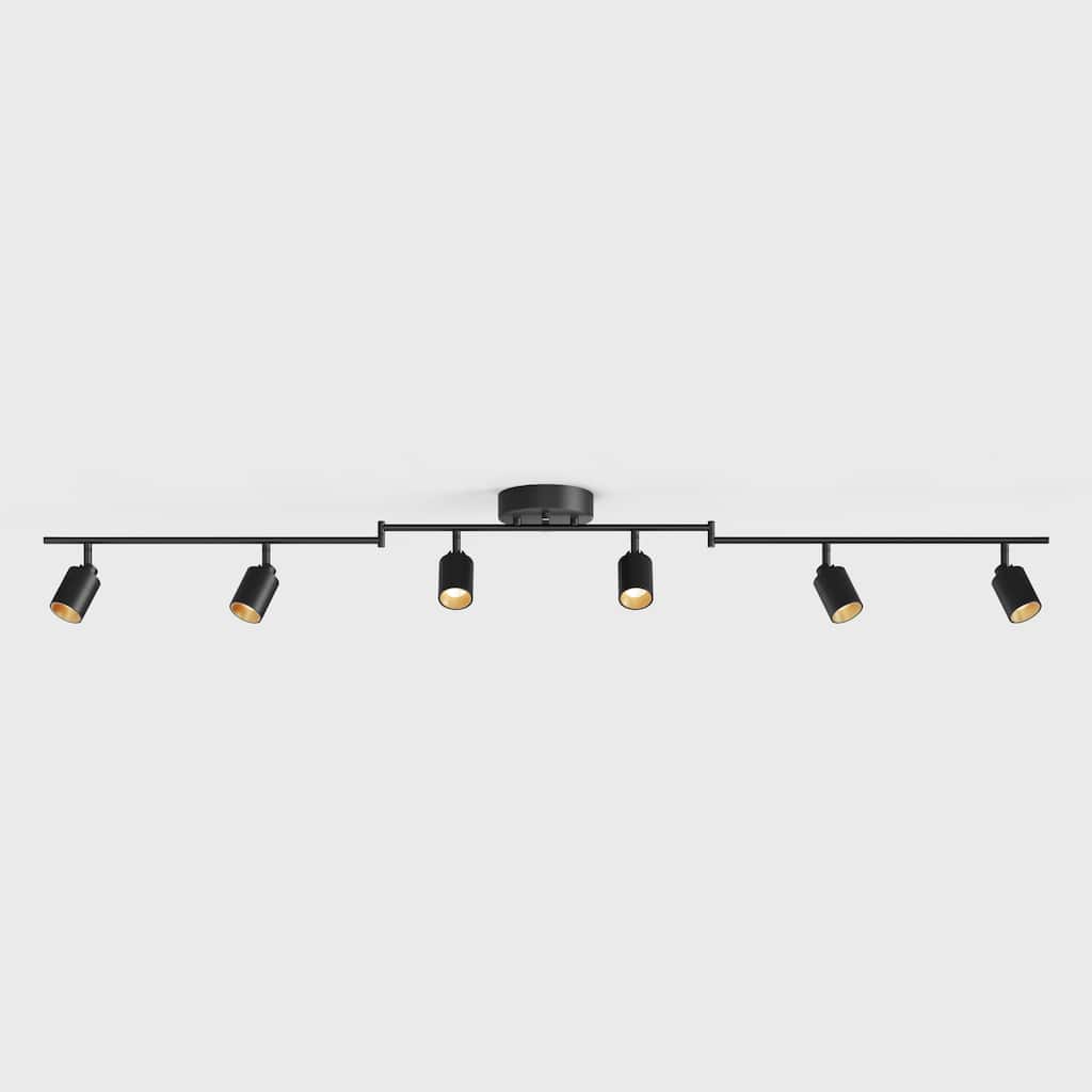 Shura 6-Light Black Integrated LED Swivel Track Light with Rotatable Heads, 5 ft. Track Lighting Kit, 3000k, 3000 Lumens