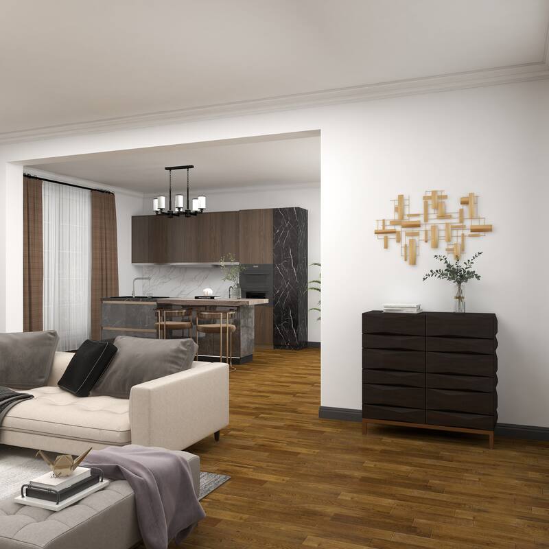 Brown Wooden 1 Shelf and 2 Doors Geometric Cabinet