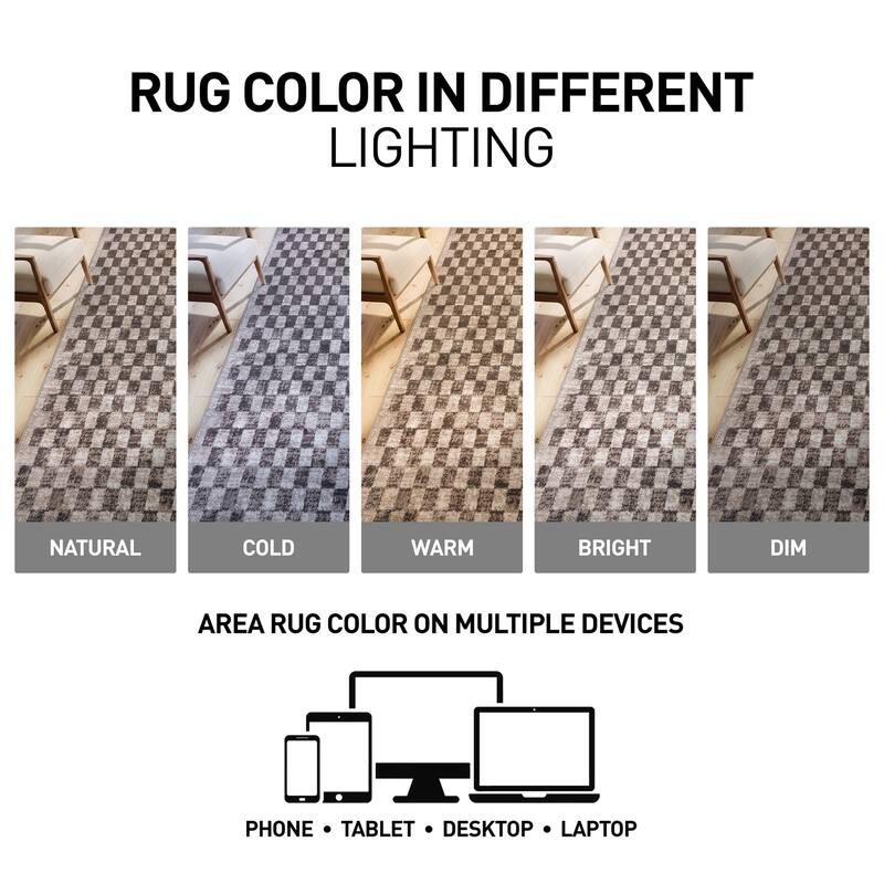 World Rug Gallery Contemporary Checkered Area Rug