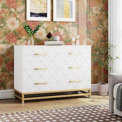 6 Drawer Wooden Dresser, with Metal Handle