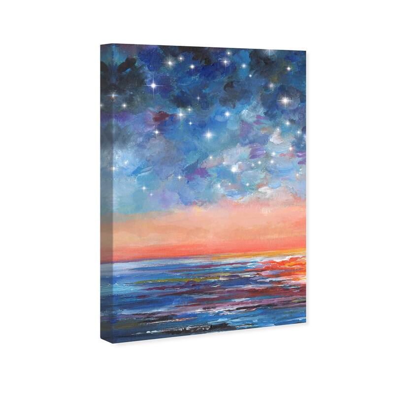 Wynwood Studio Canvas Astronomy and Space Night Stars I Blue and Pastel Orange Nautical & Coastal Wall Art Canvas Print