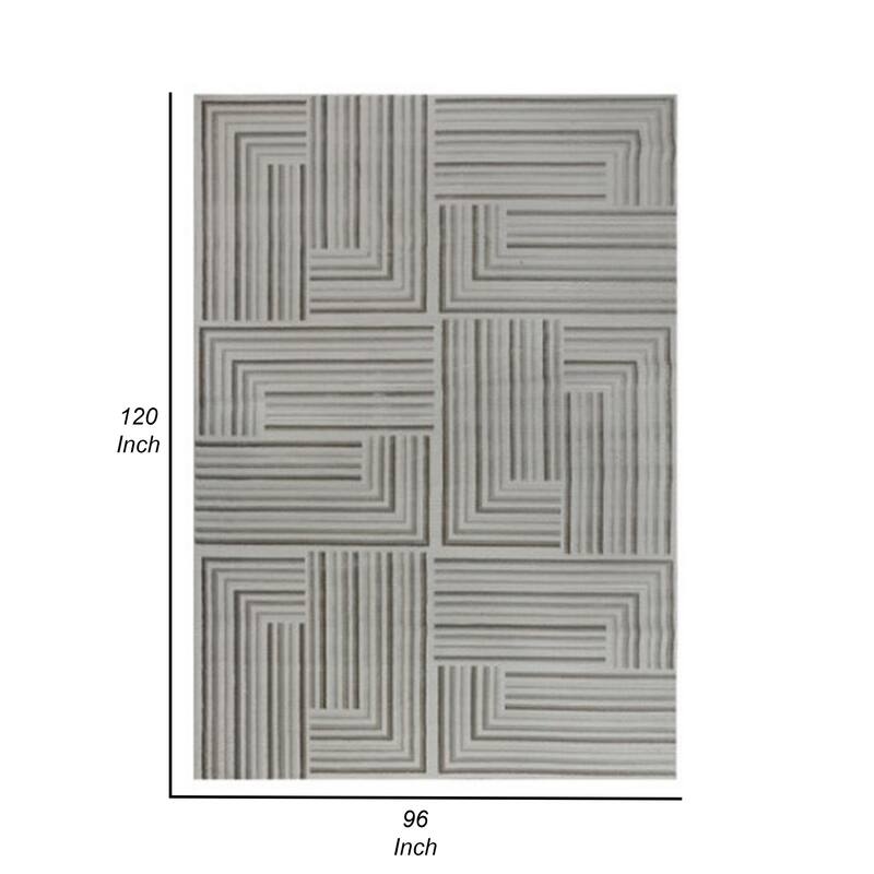 Dary 8 x 10 Large Area Rug, Maze Style Geometric Pattern, Taupe and Gray - 8' x 10'