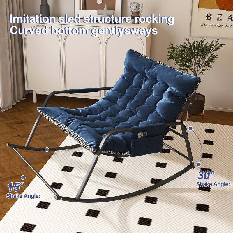 Rocking Chair with Storage, Cushions & Armrests, All-Season Comfort Lounge Recliner, Breathable Ergonomic Lounge Chair