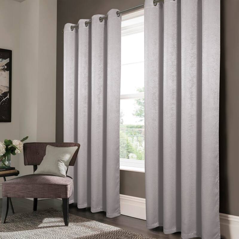 Nora Embossed Blackout Grommet Panel 90" - 52 x 90 in. - 52 x 90 in. - Silver