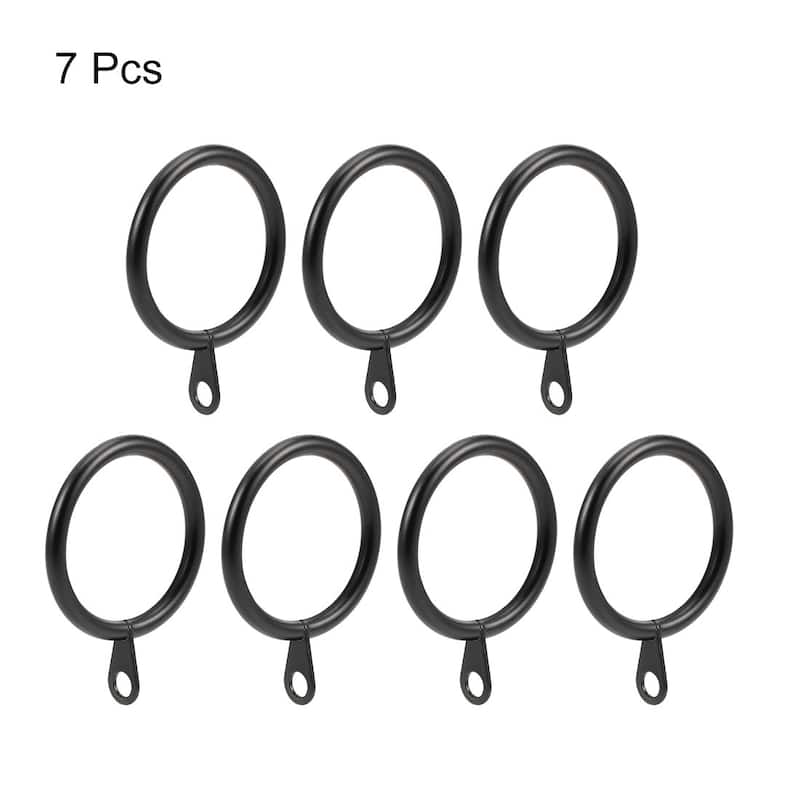 Curtain Rings Metal Drapery Ring for Curtain Rods, 7 Pcs - Black - 32mm