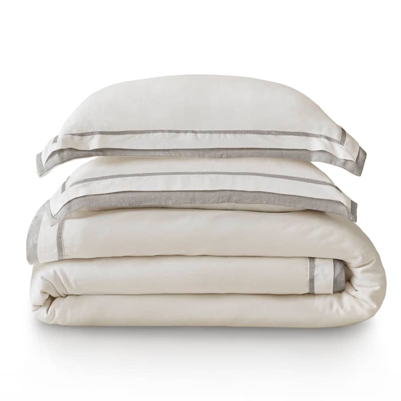Harbor House Linen Blend Double Flange Duvet Cover Set
