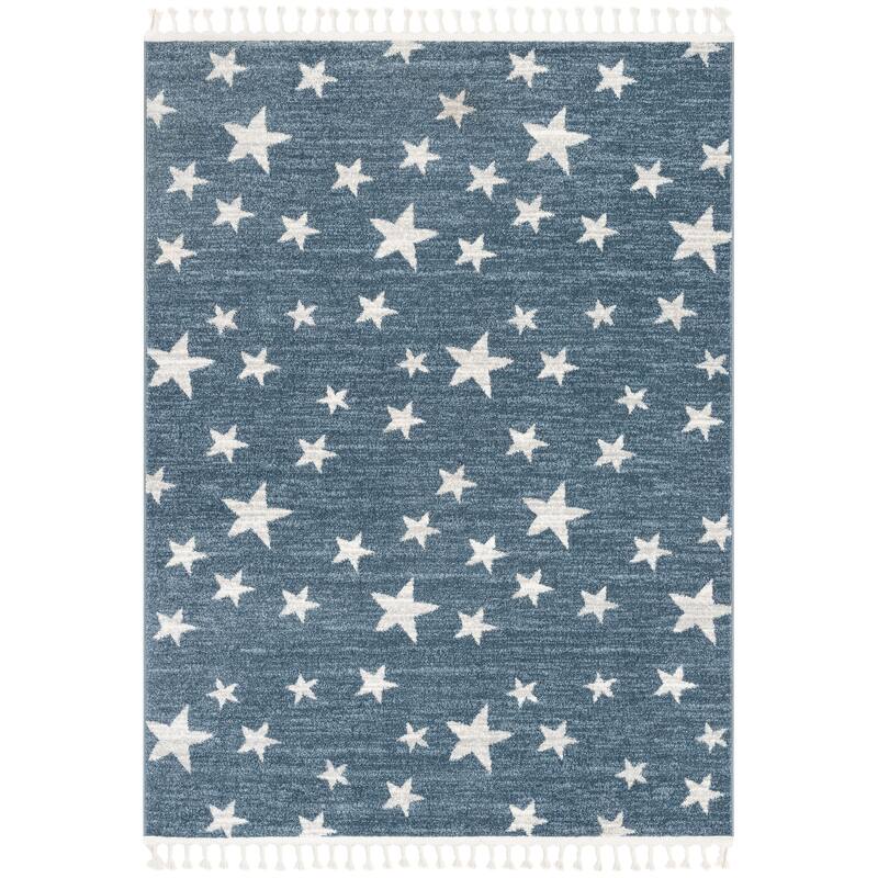 Well Woven Kennedy Stars Plush Area Rug - 3' 11" x 5' 3" - Blue - Rectangle