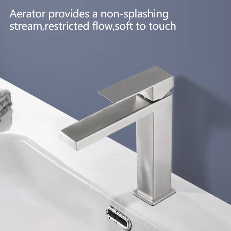 Topcraft 6.85in Single Handle Single Hole Bathroom Faucet