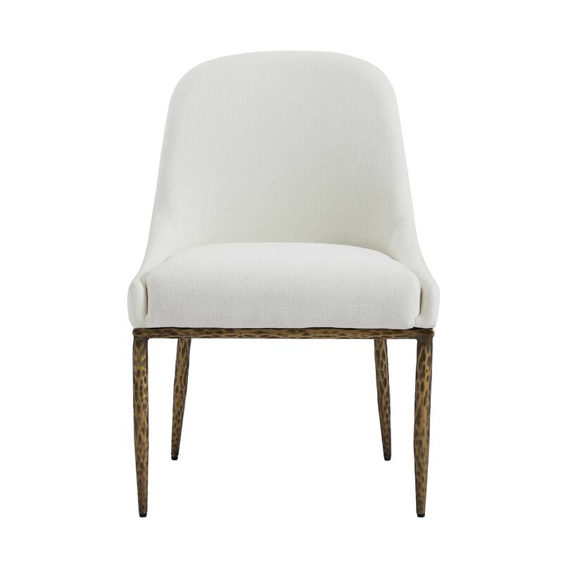 Christopher Knight Home - 5-Piece Dining Set with Metal Brass Leg Upholstered Chairs & 47.25" Round Pedestal Dining Table