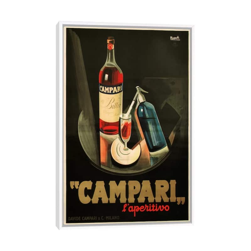 iCanvas "Campari Aperitivo Advertising Vintage Poster" by Marcello Nizzoli Framed Canvas Print - White - 26x18