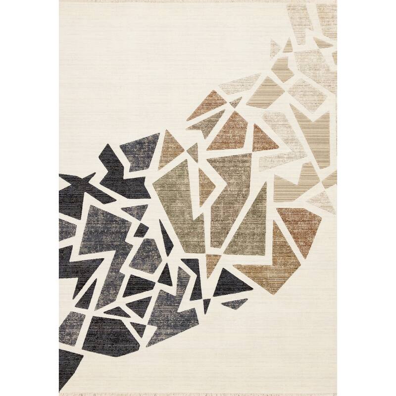 HomeRoots Abstract Modern Rectangle Area Rug - 5' X 8'