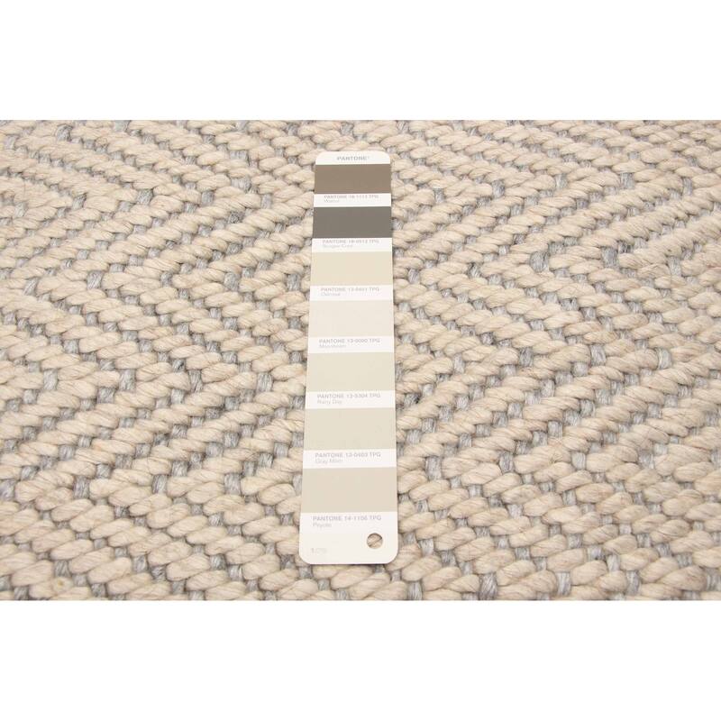 ECARPETGALLERY Braid weave Sienna Beige Wool Rug - 5'3 x 7'7