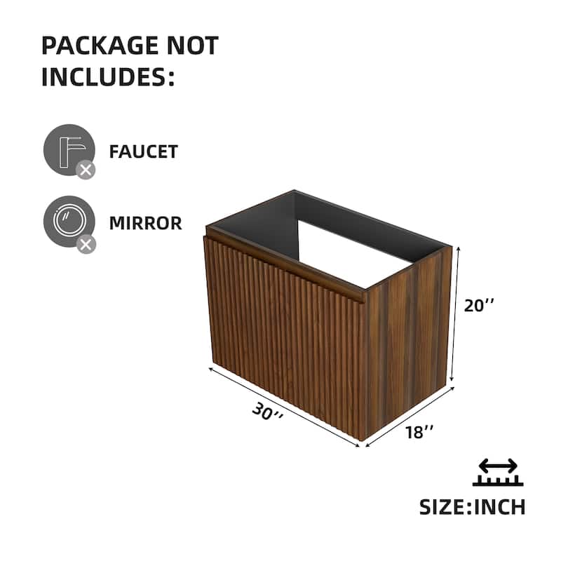 GDFStudio - Aero Modern Mid-Century Foldable Bathroom Vanity with Soft Close Function & Amper Storage Spaces, WITHOUT Sink