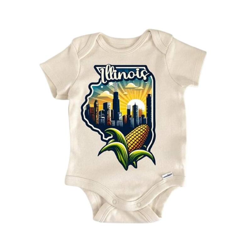 Illinois Chicago - Baby Boy Girl Clothes Infant Bodysuit Funny Cute Newborn - White - 3-6M