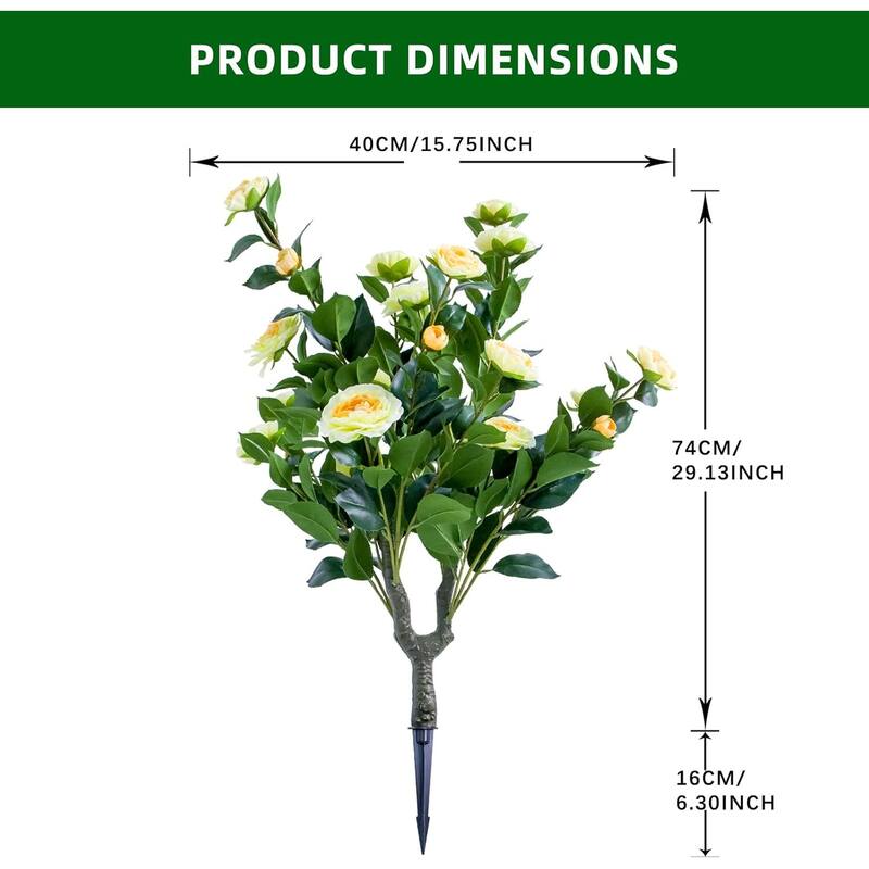 35.4" Artificial Topiary Flower with Ground Spike Set of 2,Artificial Trees with Camellia Flowers