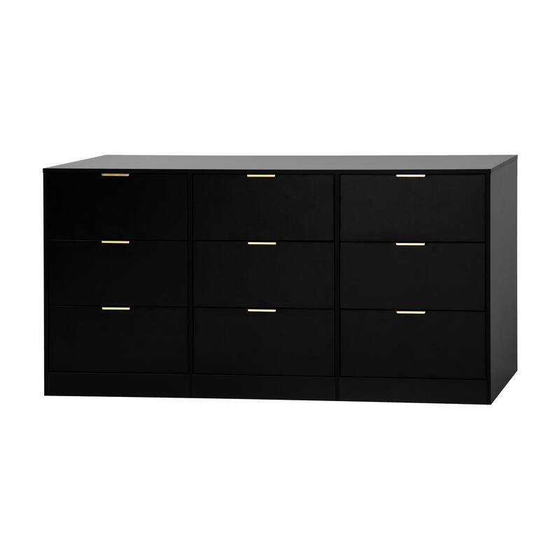 63" Long Dresser for Bedroom, Wooden Dresser Chest of 9 Drawers Storage Cabinet for Living Room Entryway