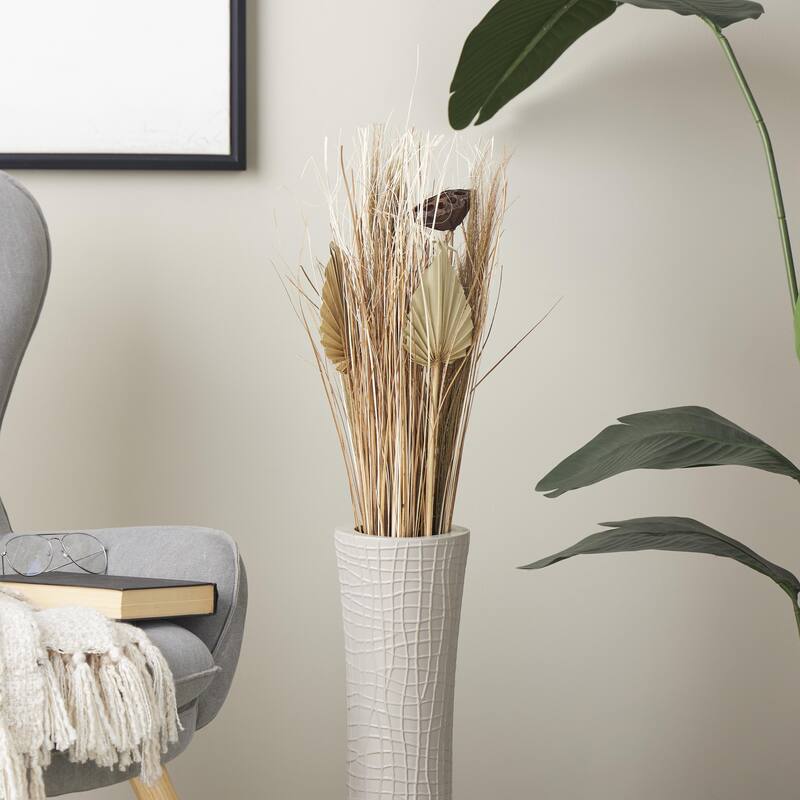 Dried Plant Pampas Grass Home Decor Natural Foliage with Fan Palm Leaves - Brown - Roche River Decor