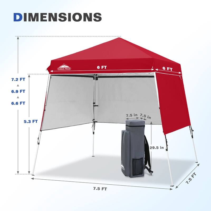 EAGLE PEAK Day Tripper 8x8 Aluminum Super-Lightweight Slant Leg Pop Up Canopy with 3 Removable Walls, Blue
