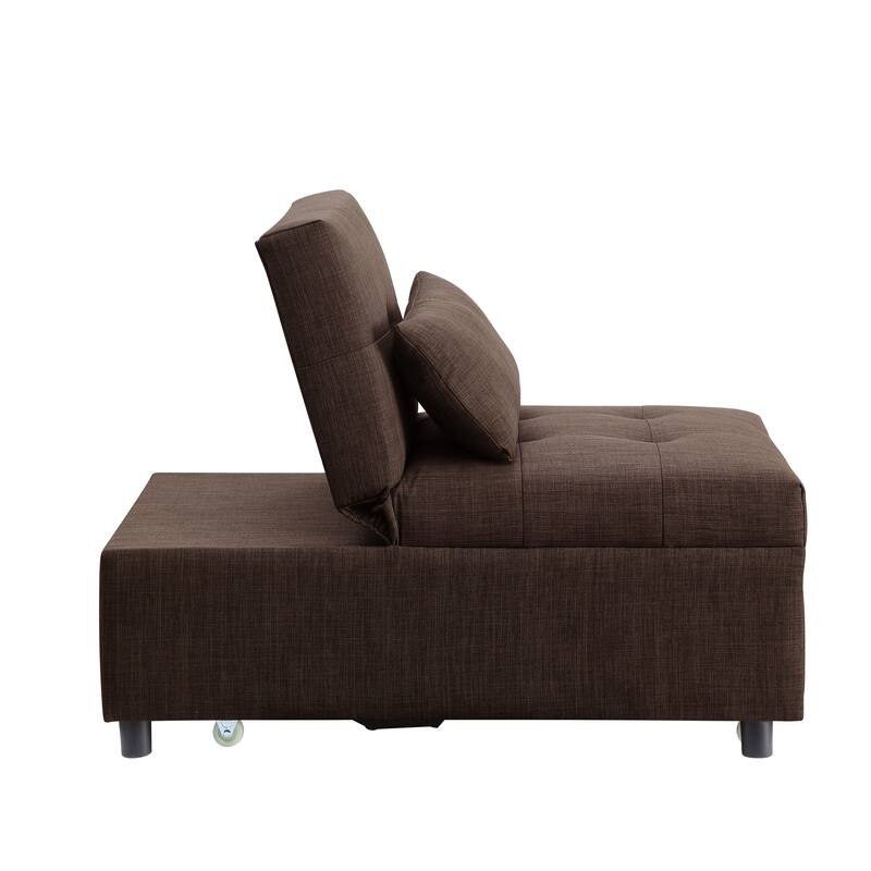 Home Adjustable Hidalgo Pull-out Sleeper PU Leather Sofa Bed- Beige