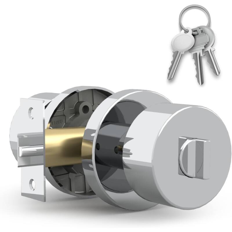Mega Handles BUENA Entry Door Knob | Secure Lockset | Reversible Design | Heavy-Duty Zinc | Fits Left and Right-Handed Doors - Polished Chrome