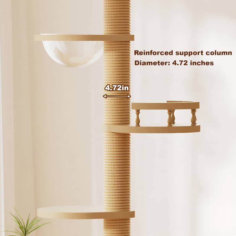 Anmytek Floor to Ceiling Cat Tree Adjustable Height Cat Tower with Scratching Post Wood Cat Condo Cave Bed Hammock