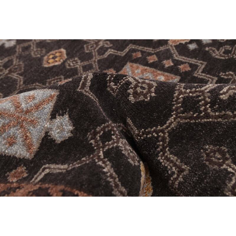 ECARPETGALLERY Hand-knotted Finest Agra Jaipur Black Wool Rug - 8'11 x 11'11
